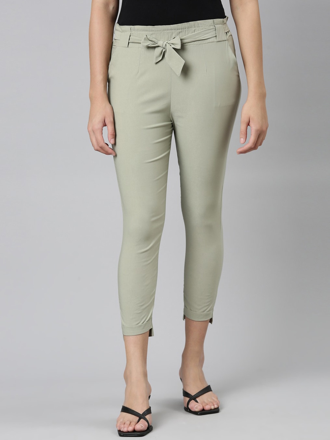 

GOLDSTROMS Women Mid-Rise Lycra Trousers, Olive