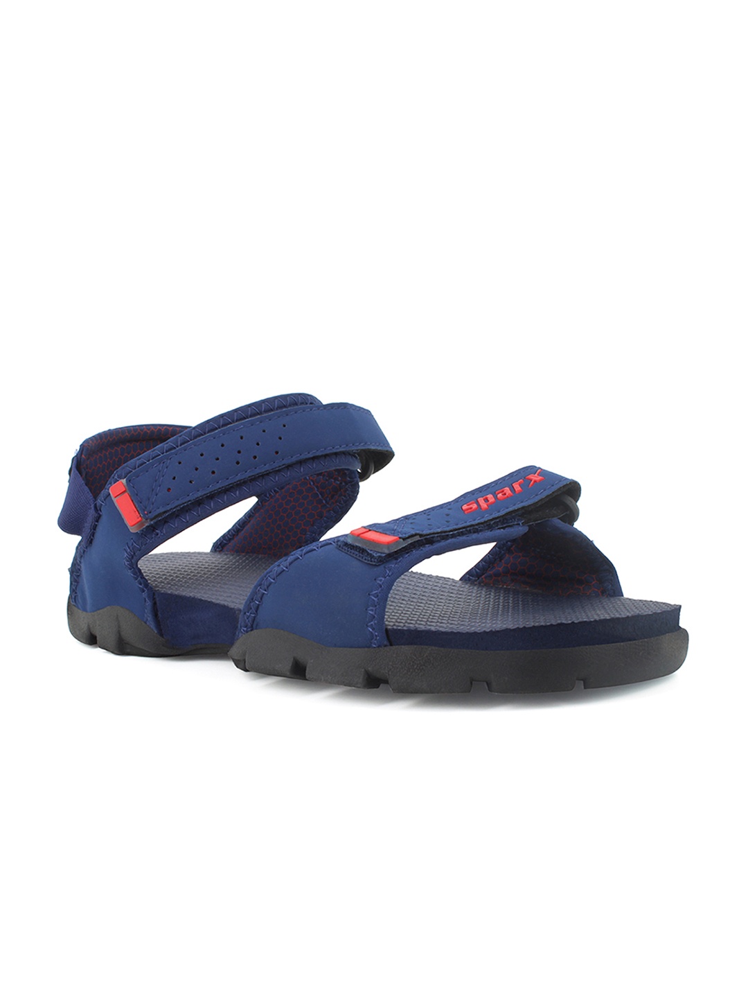 

Sparx Men Navy Blue & Red PU Sports Sandals