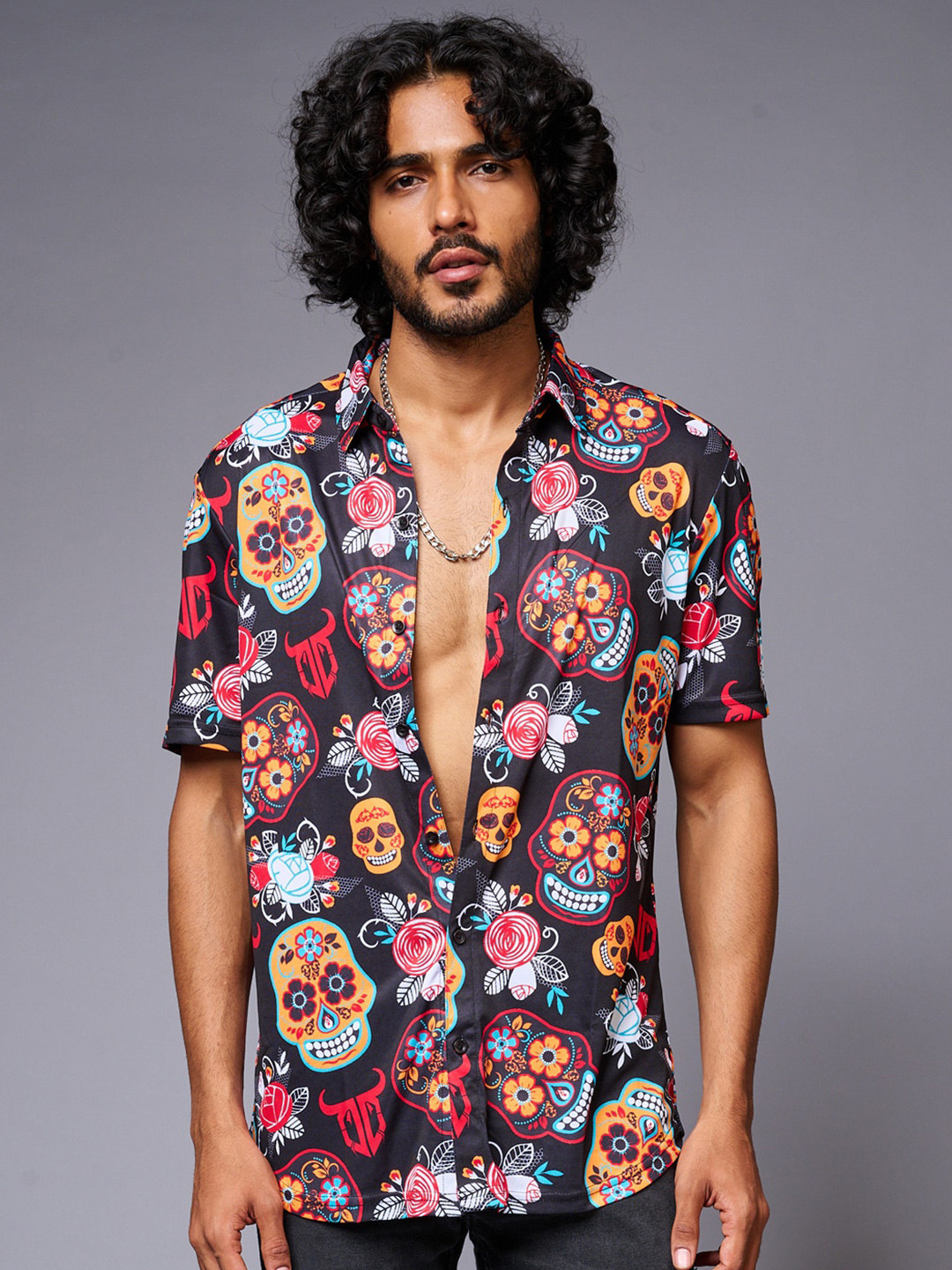 

GO DEVIL Graphic Printed Casual Shirt, Black