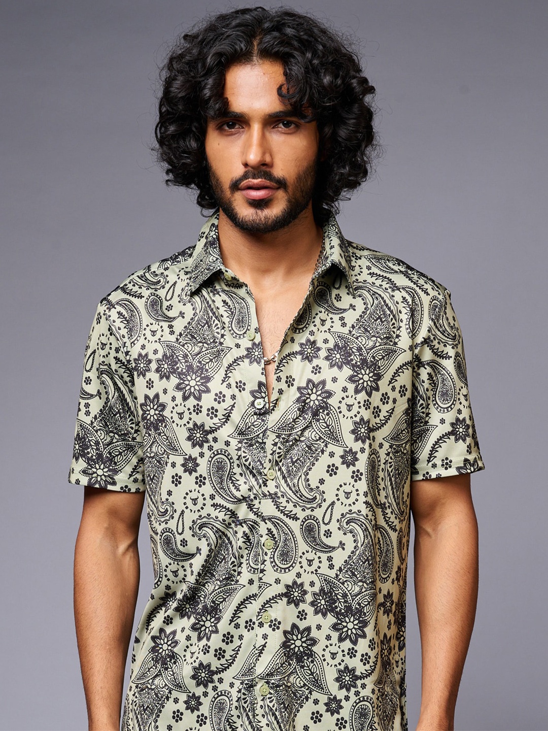 

GO DEVIL Paisley Printed Casual Shirt, Green