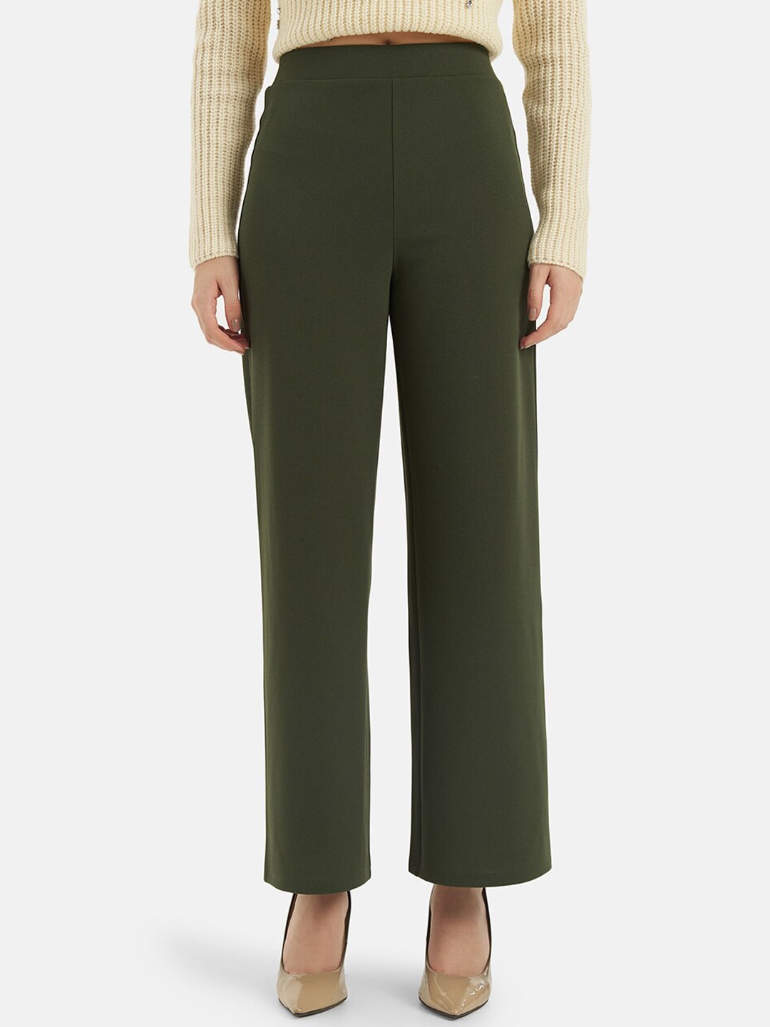 

Kazo Women Relaxed Loose Fit Trousers, Olive