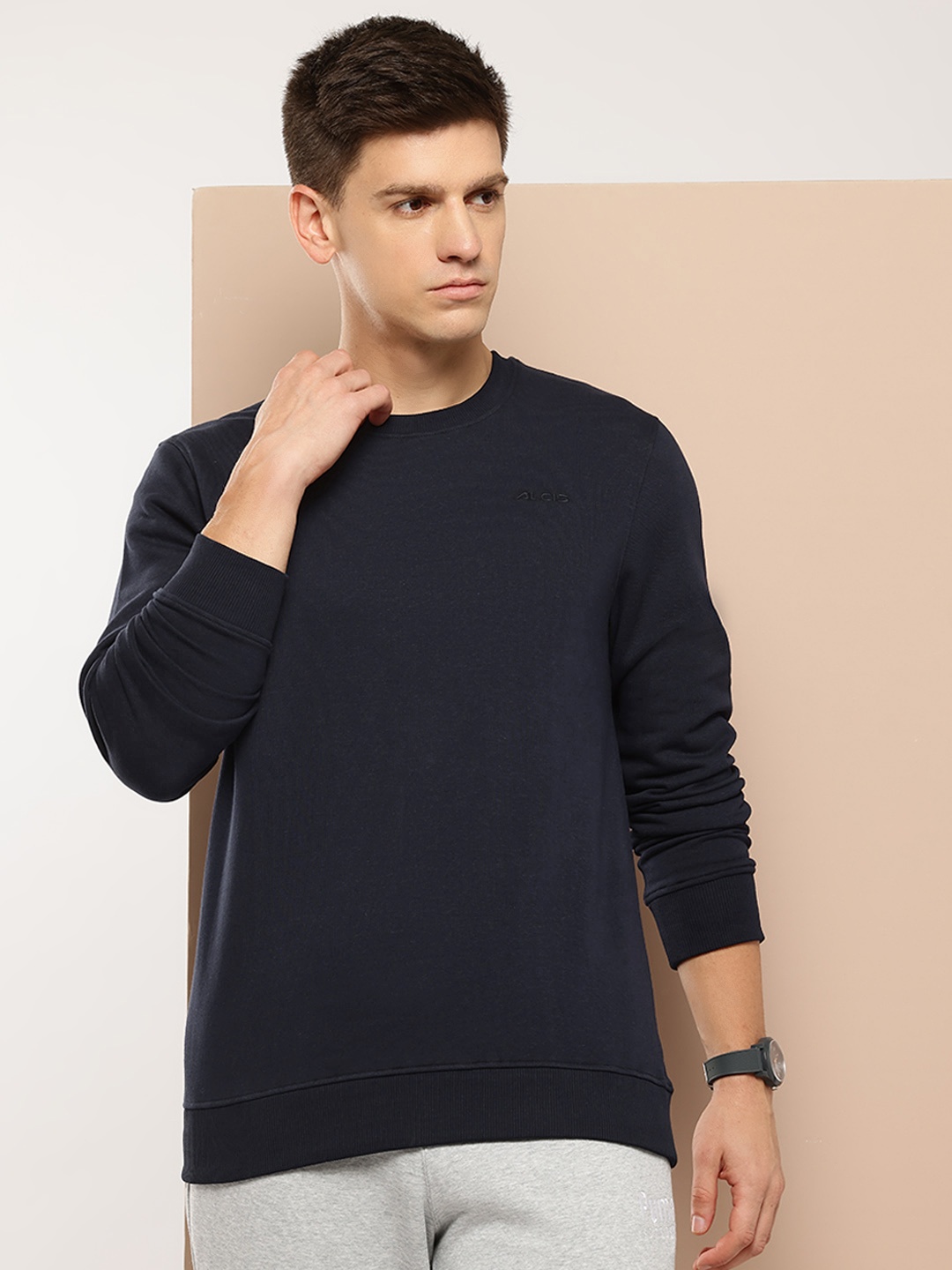 

Alcis Men Solid Pullover Sweatshirt, Navy blue