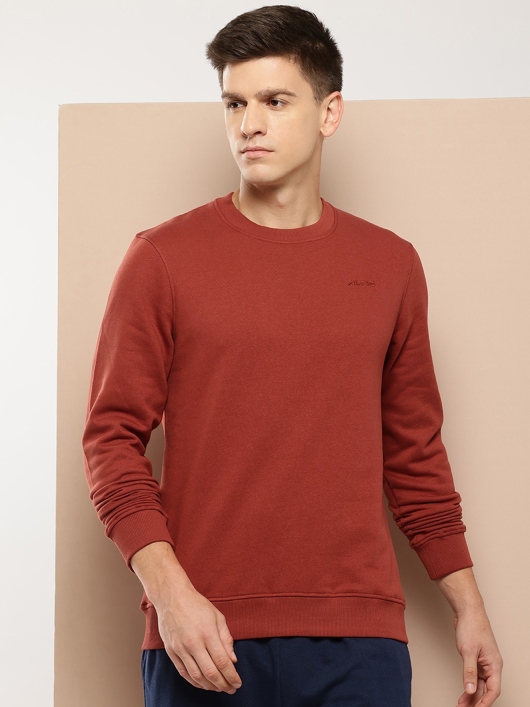 

Alcis Men Solid Pullover Sweatshirt, Rust