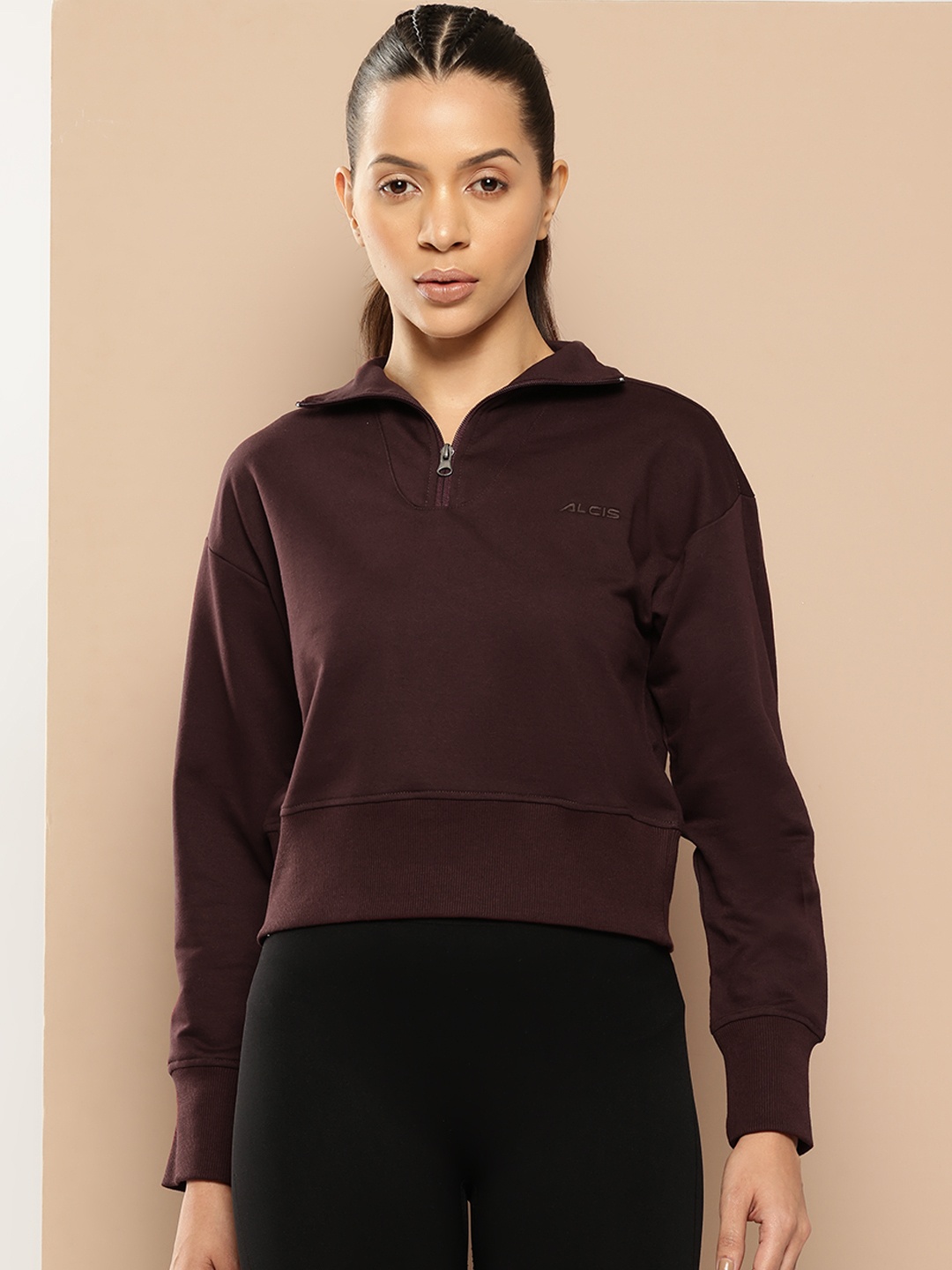 

Alcis Women Solid Sweatshirt, Maroon