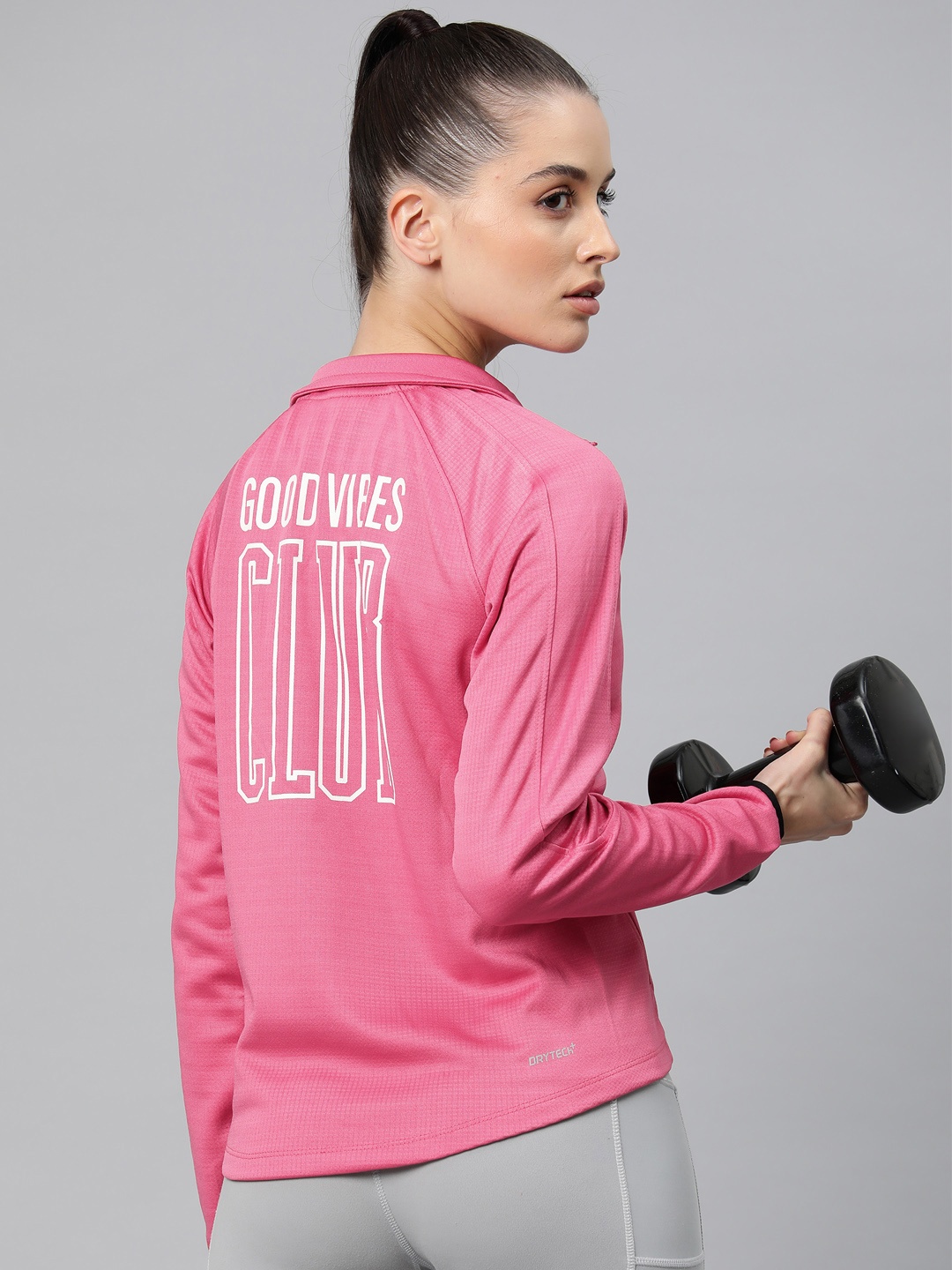 

Alcis Women Typography Training or Gym Sporty Jacket, Pink