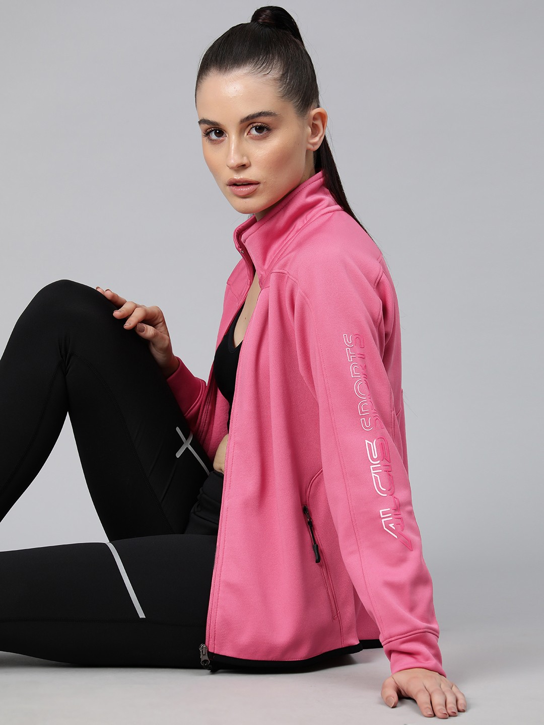 

Alcis Women Typography Training or Gym Sporty Jacket, Pink