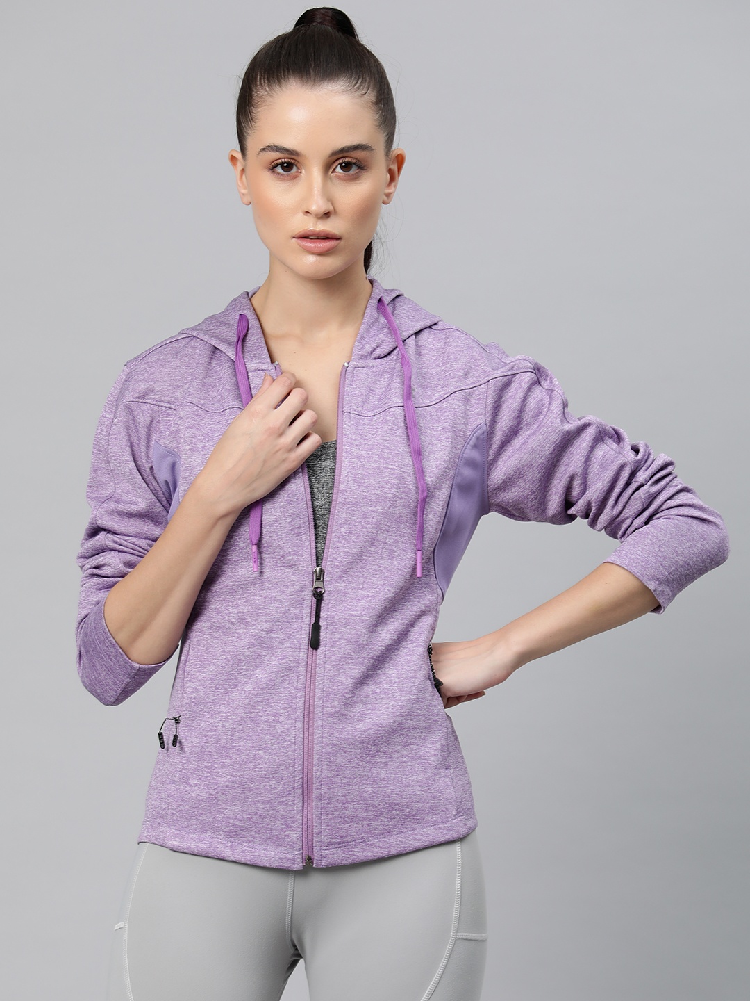 

Alcis Women Solid Training or Gym Sporty Jacket, Violet