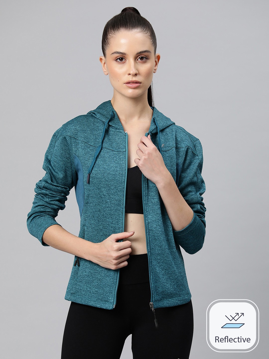 

Alcis Women Solid Training or Gym Sporty Jacket, Blue