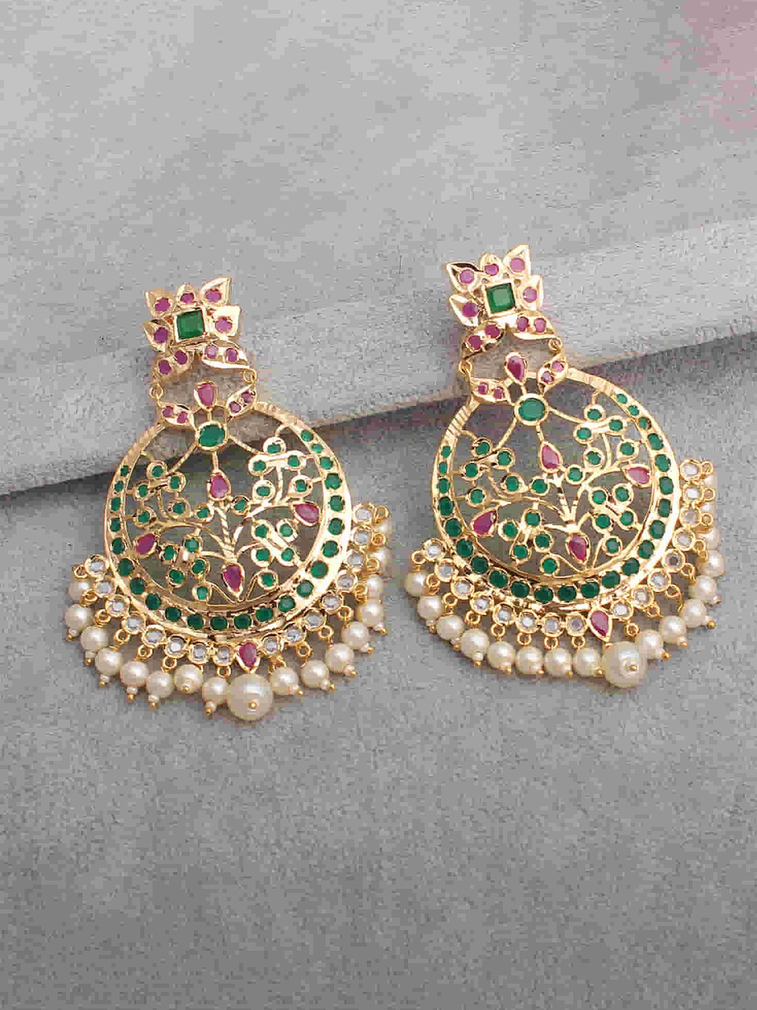 

Mirana Gold Plated Cubic Zirconia Studded Chandbalis