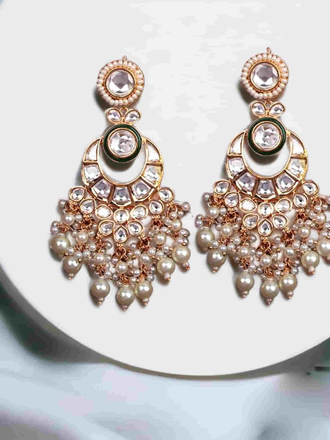 

Mirana Gold Plated Kundan Studded Chandbalis