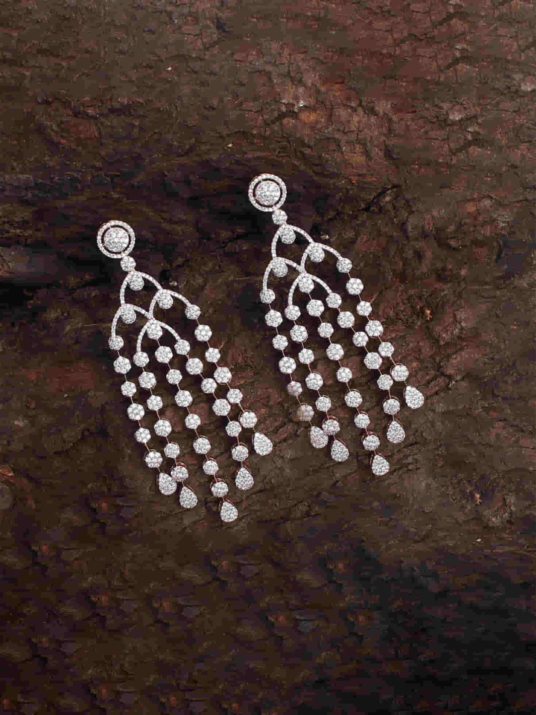 

Mirana Rose Gold Plated Cubic Zirconia Studded Drop Earrings