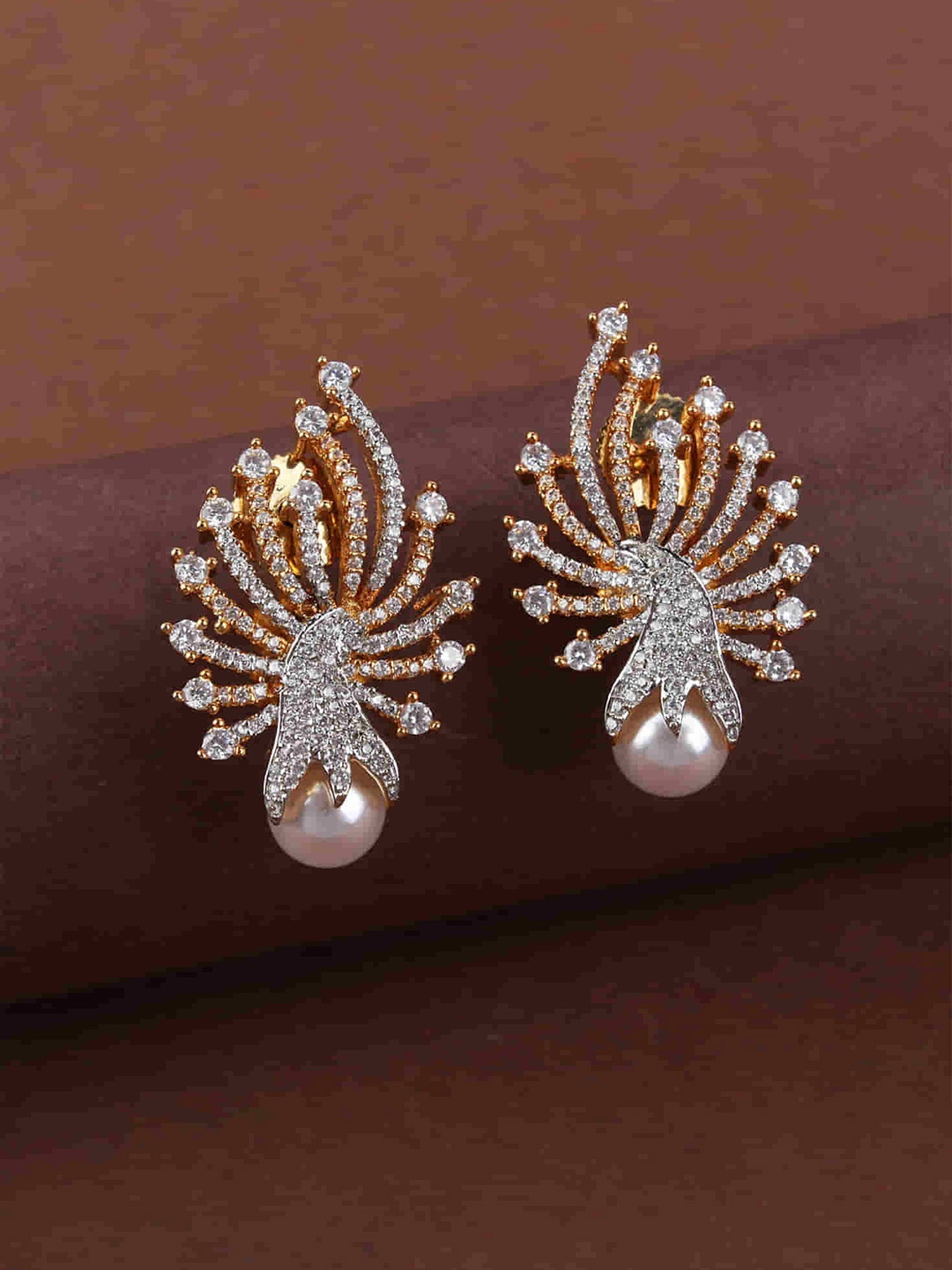 

Mirana Gold Plated Cubic Zirconia Studded Stud Earrings