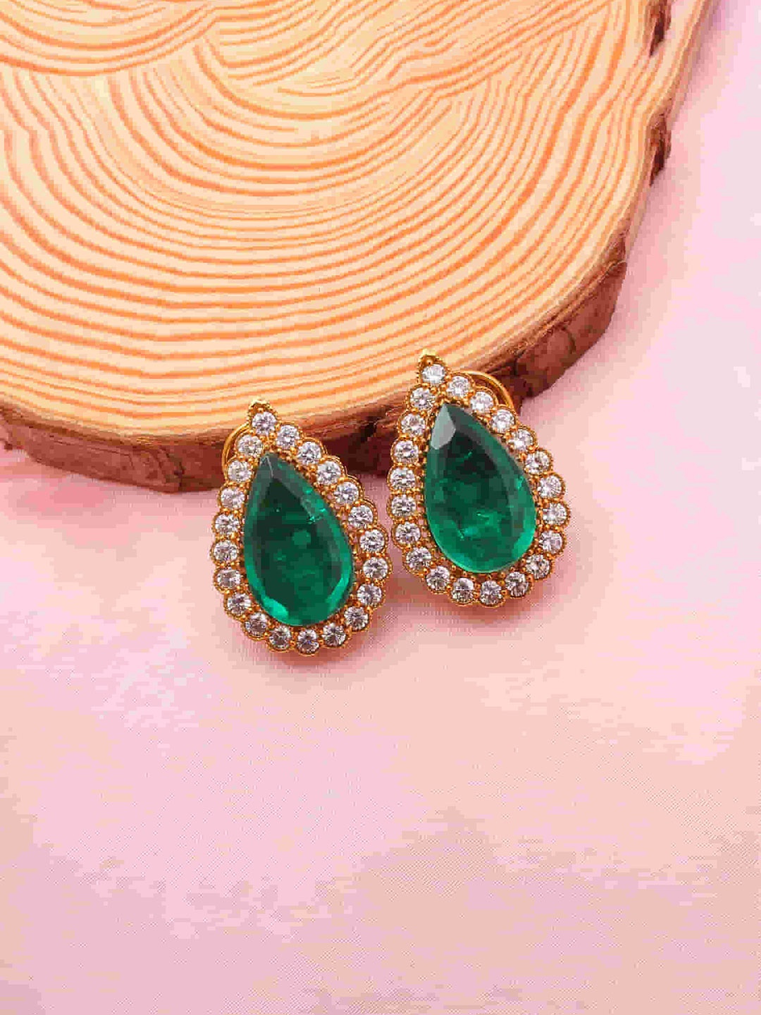 

Mirana Gold Plated Cubic Zirconia Stone Studded Studs Earrings