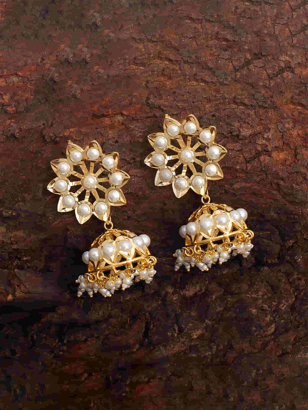 

Mirana Gold Plated Cubic Zirconia Stone Studded Jhumkas
