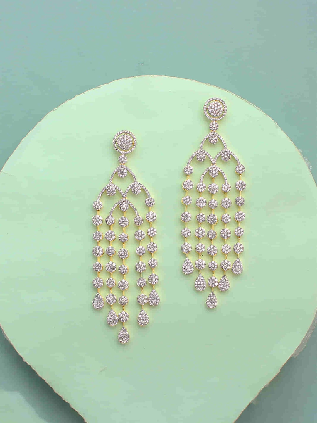 

Mirana Gold Plated Cubic Zirconia Stone Studded Drop Earrings