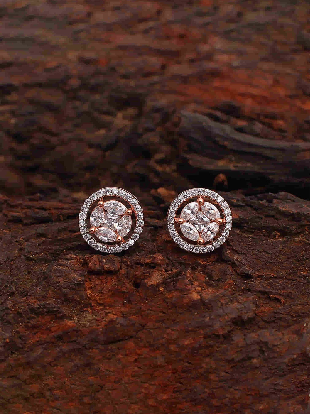 

Mirana Gold Plated Cubic Zirconia Stone Studded Studs Earrings