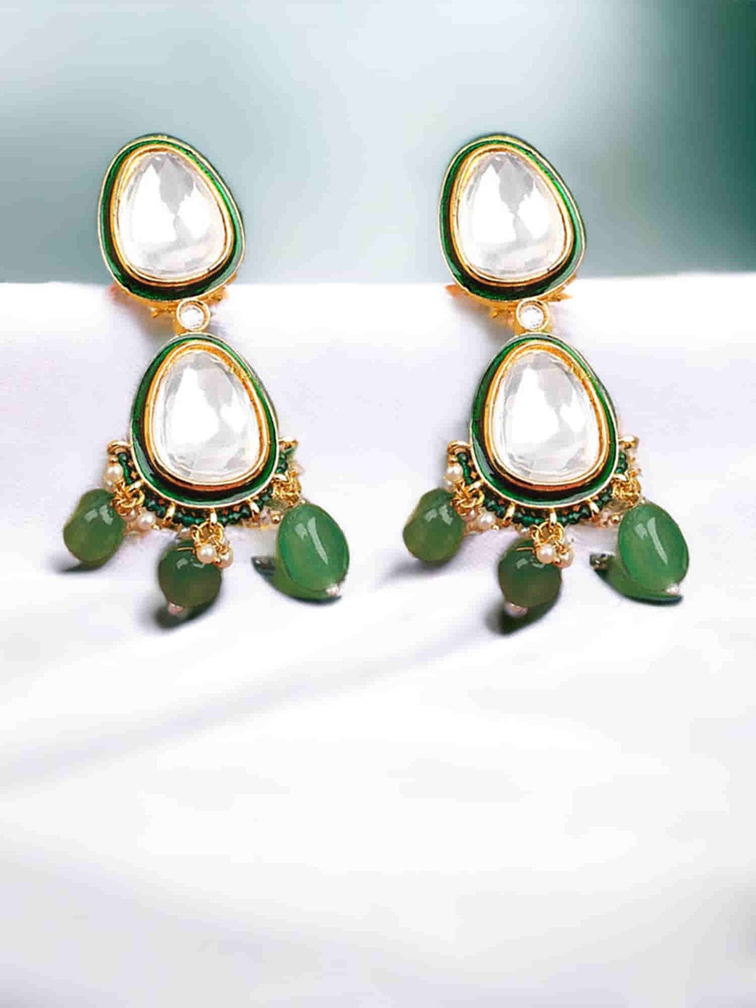 

Mirana Gold Plated Cubic Zirconia Stone Studded Drop Earrings