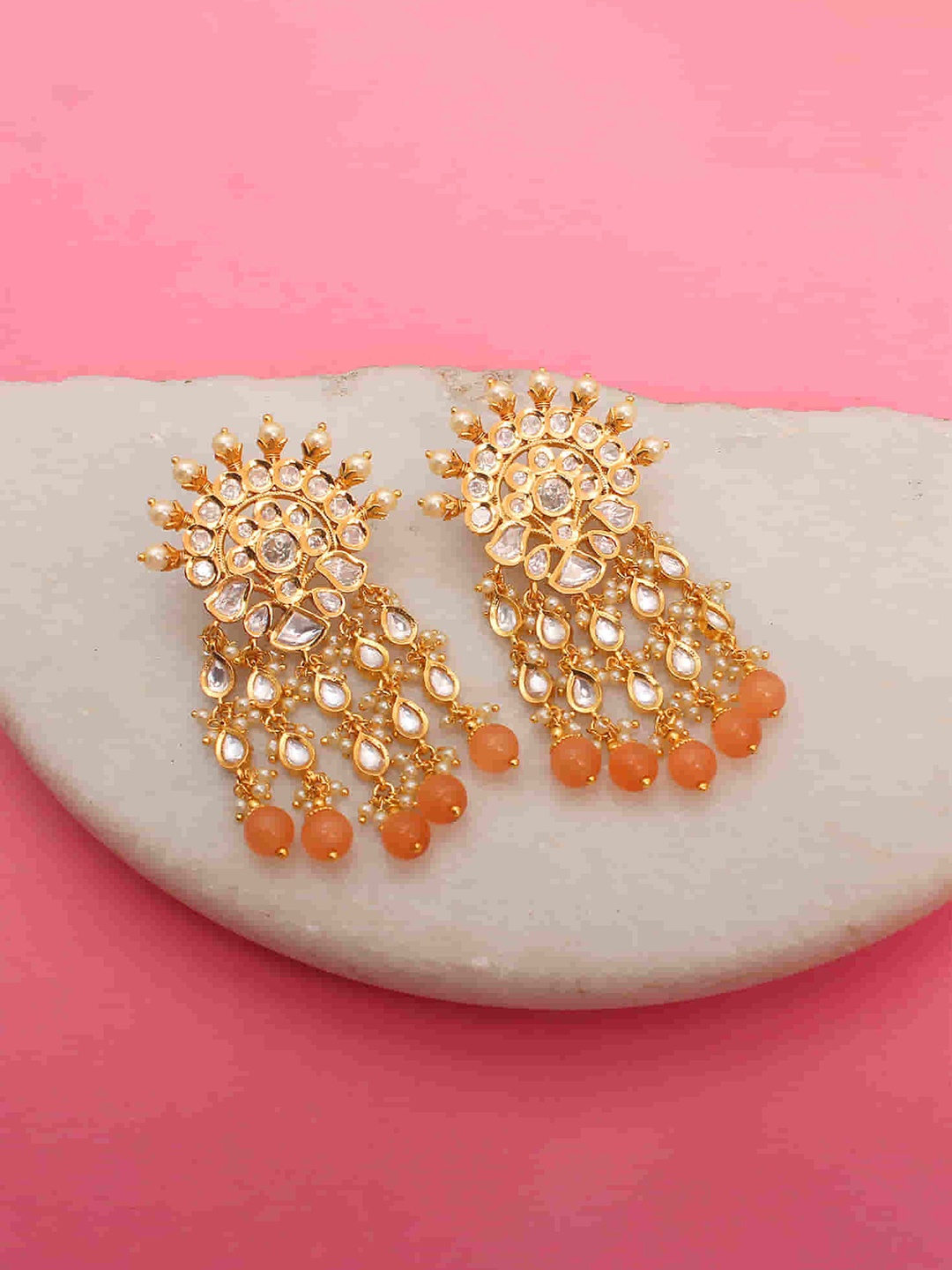 

Mirana Gold Plated Cubic Zirconia Stone Studded Drop Earrings