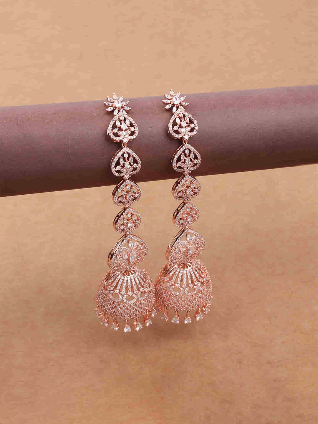 

Mirana Rose Gold Plated CZ Studded Drop Earrings