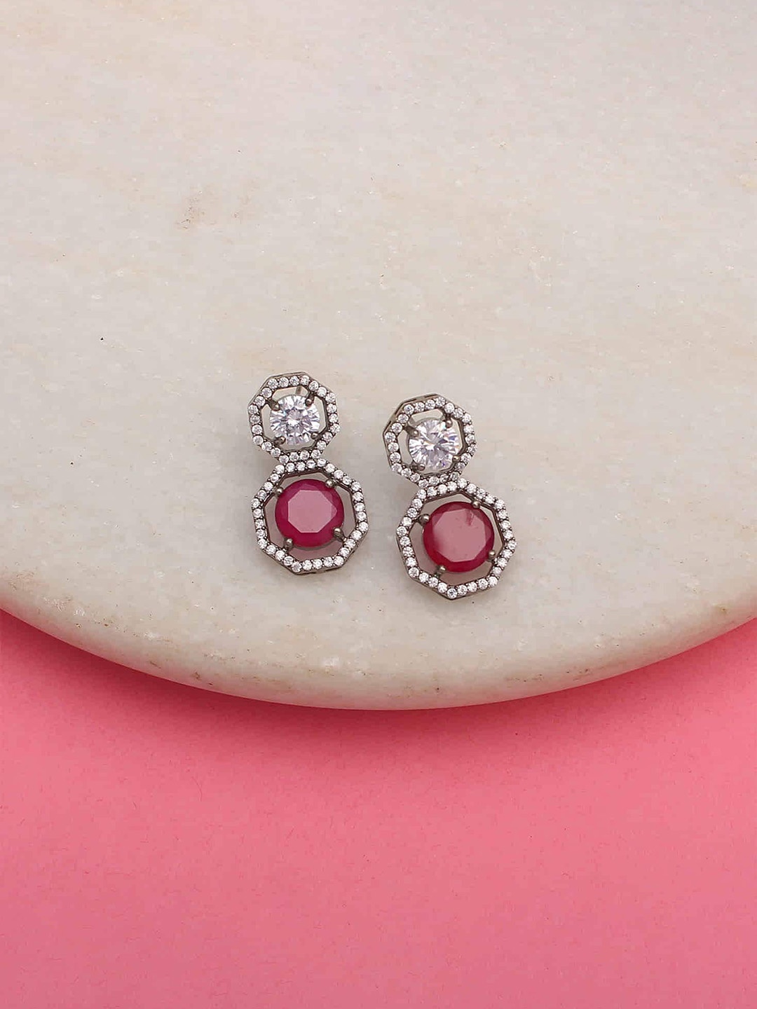 

Mirana Rhodium-Plated Contemporary Drop Earrings, Silver