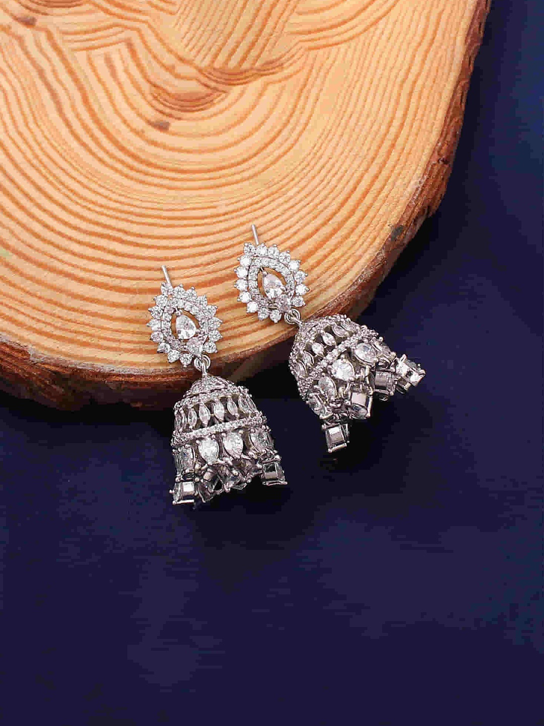 

Mirana Rhodium-Plated Jhumkas Earrings, Silver