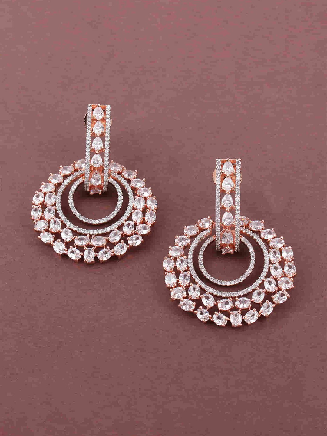 

Mirana Rose Gold Plated CZ Studded Chandbalis