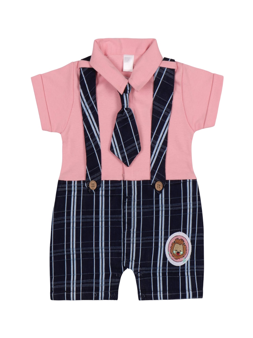 

Wish Karo Infants Boys Striped Cotton Rompers With Aattached Waistcoat & Tie, Blue