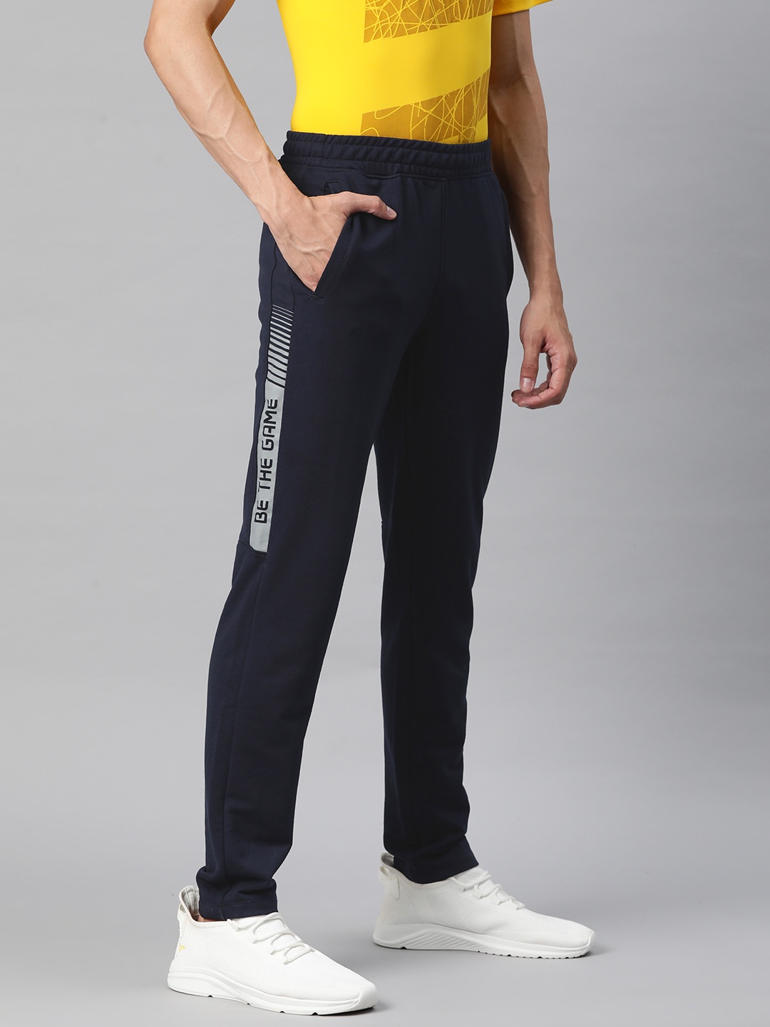 

Alcis Men Printed Slim Fit Sports Track Pants, Navy blue