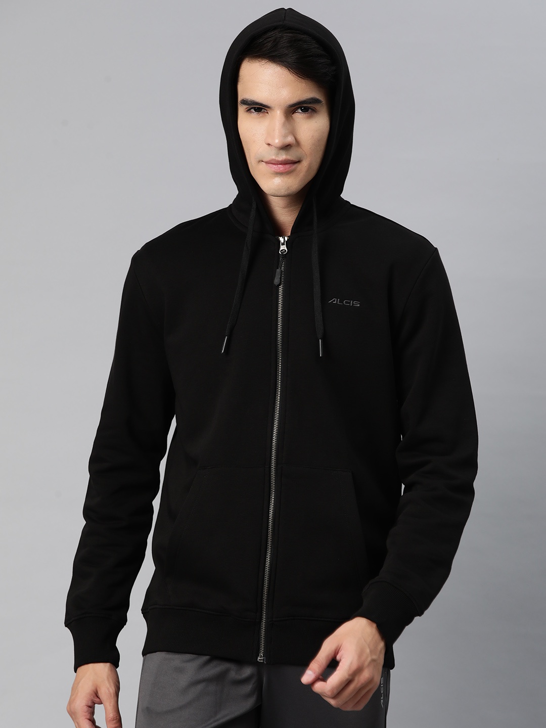 Alcis Men Infinity Sweat Typography Sporty Jacket, Black