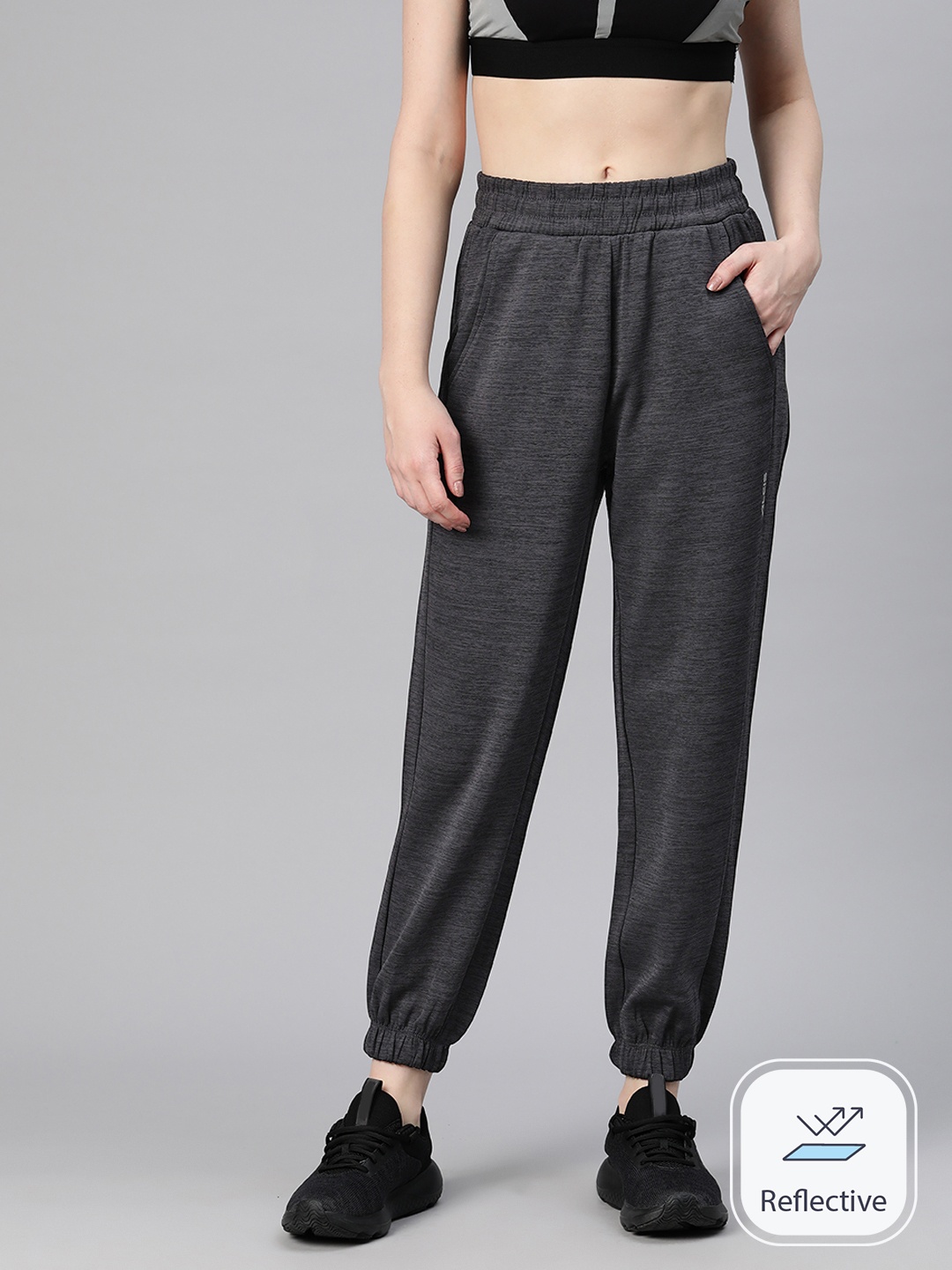 Alcis Women Solid Slim-Fit Joggers, Grey