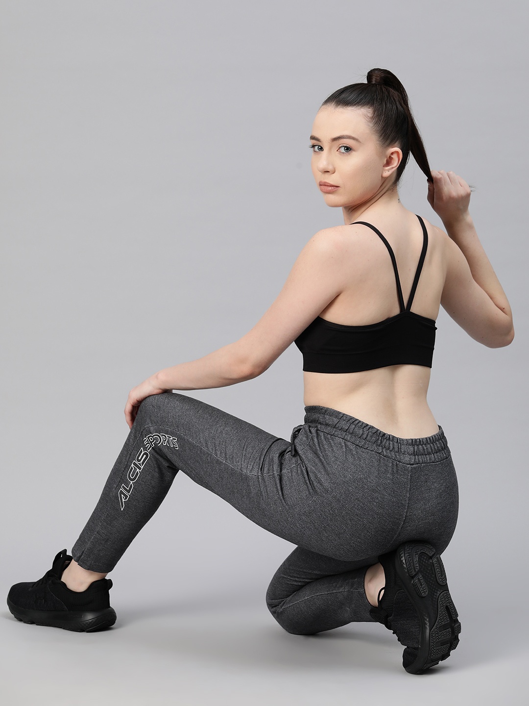 

Alcis Women Typography Printed Regular-Fit Track Pants, Grey melange