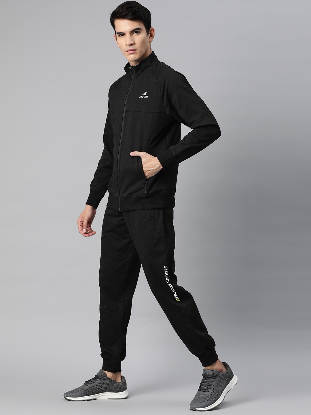 

Alcis Men Typography Print Mid-Rise Tracksuit, Black