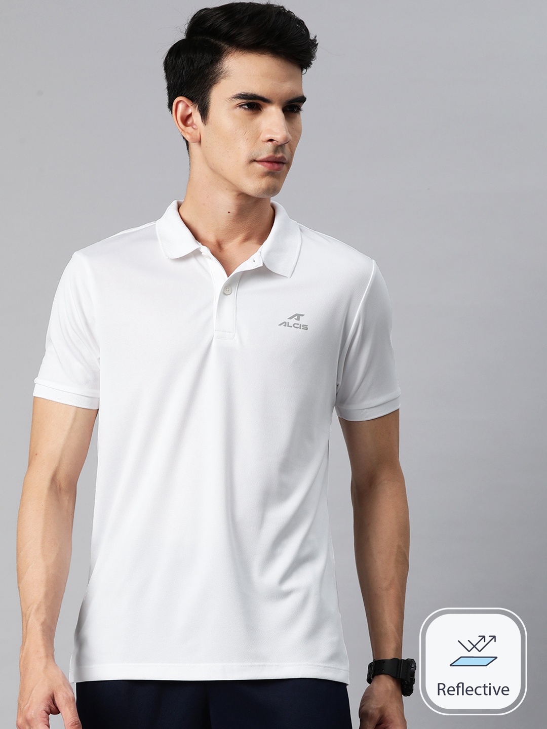 

Alcis Men Polo Collar Dry Tech Slim Fit T-shirt, White