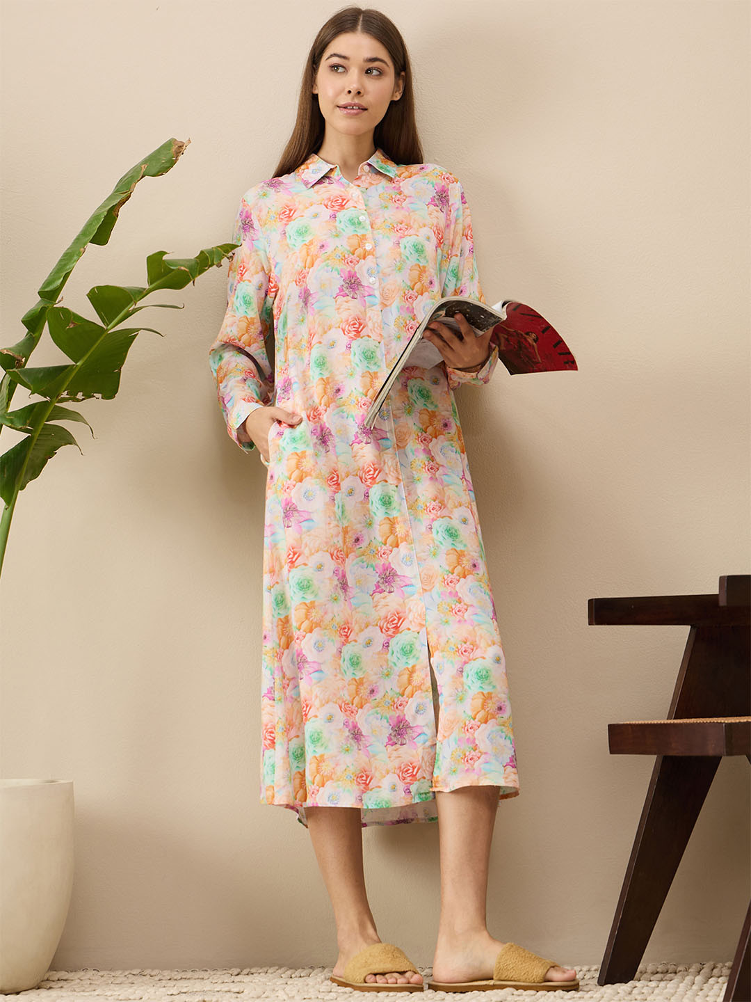 

July Printed Cotton A-Line Dress, White
