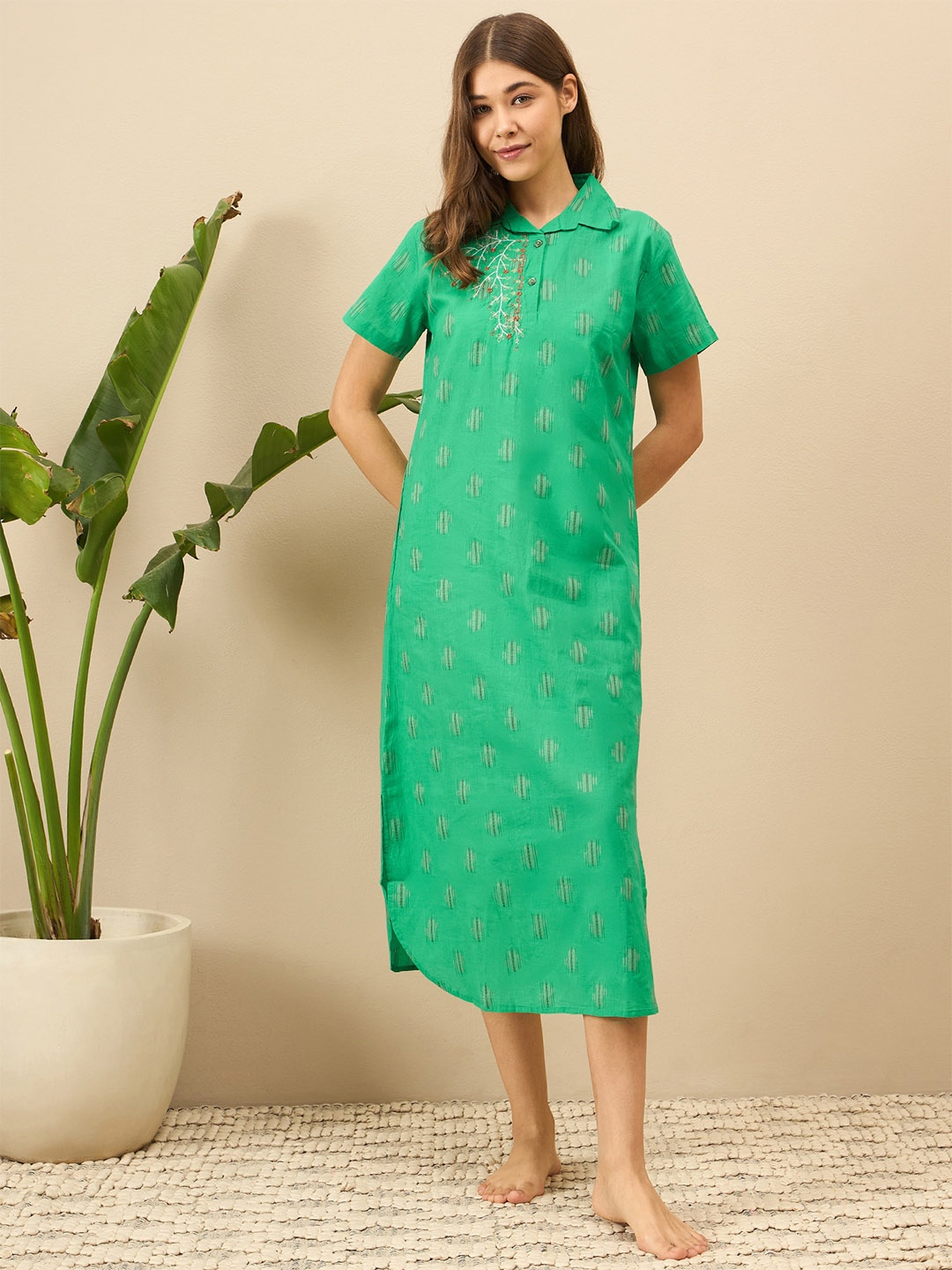 

July Green Printed Nightdress