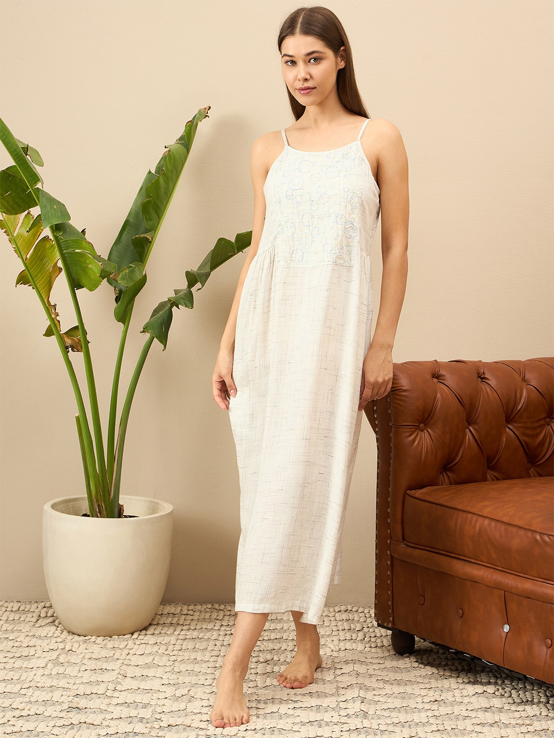 

July Geometric Printed Nightdress, Grey
