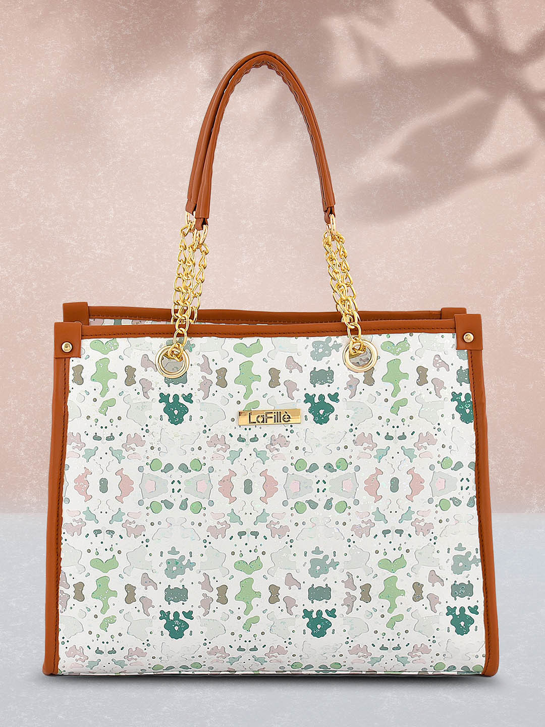 

LaFille Abstract Printed Oversized Structured Handheld Bag, Green