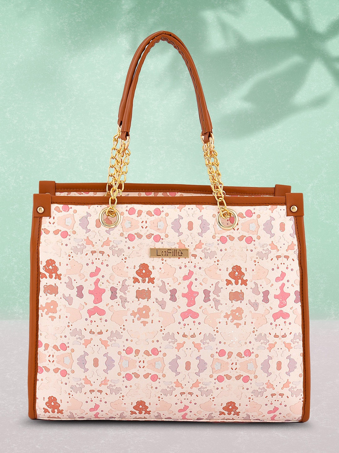 

LaFille Graphic Printed PU Structured Handheld Bag, Cream
