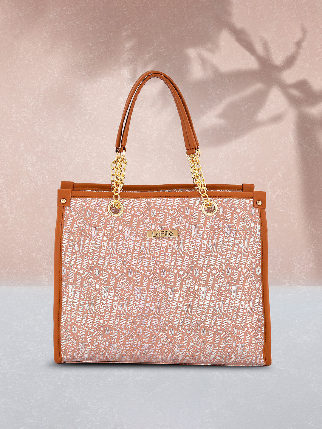 

LaFille Printed Shopper Tote Bag, Peach