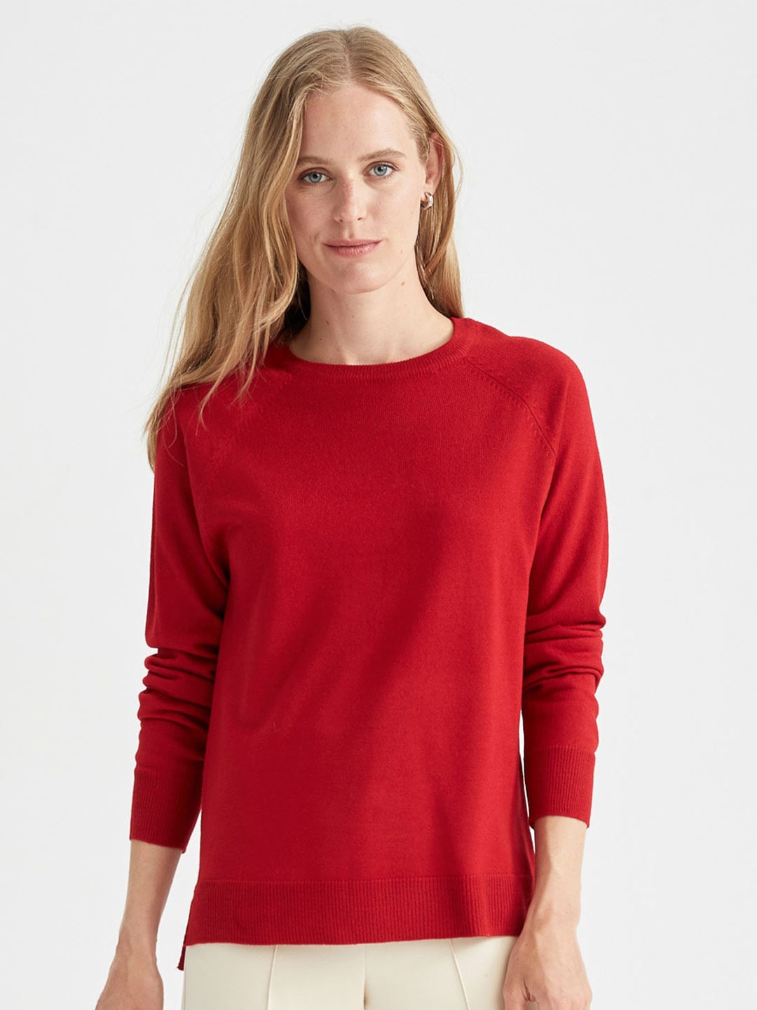 

DeFacto Round Neck Acrylic Pullover, Red