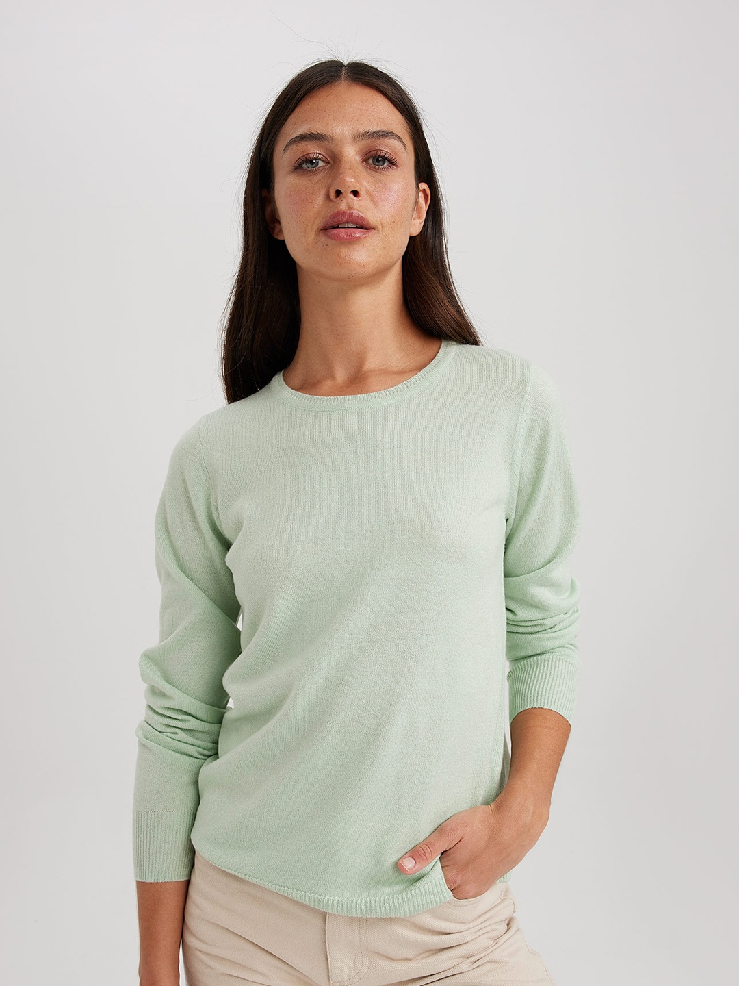 

DeFacto Acrylic Pullover Sweater, Green