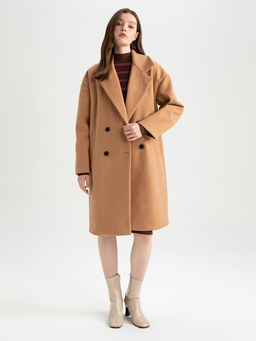 

DeFacto Knee Length Overcoat, Brown