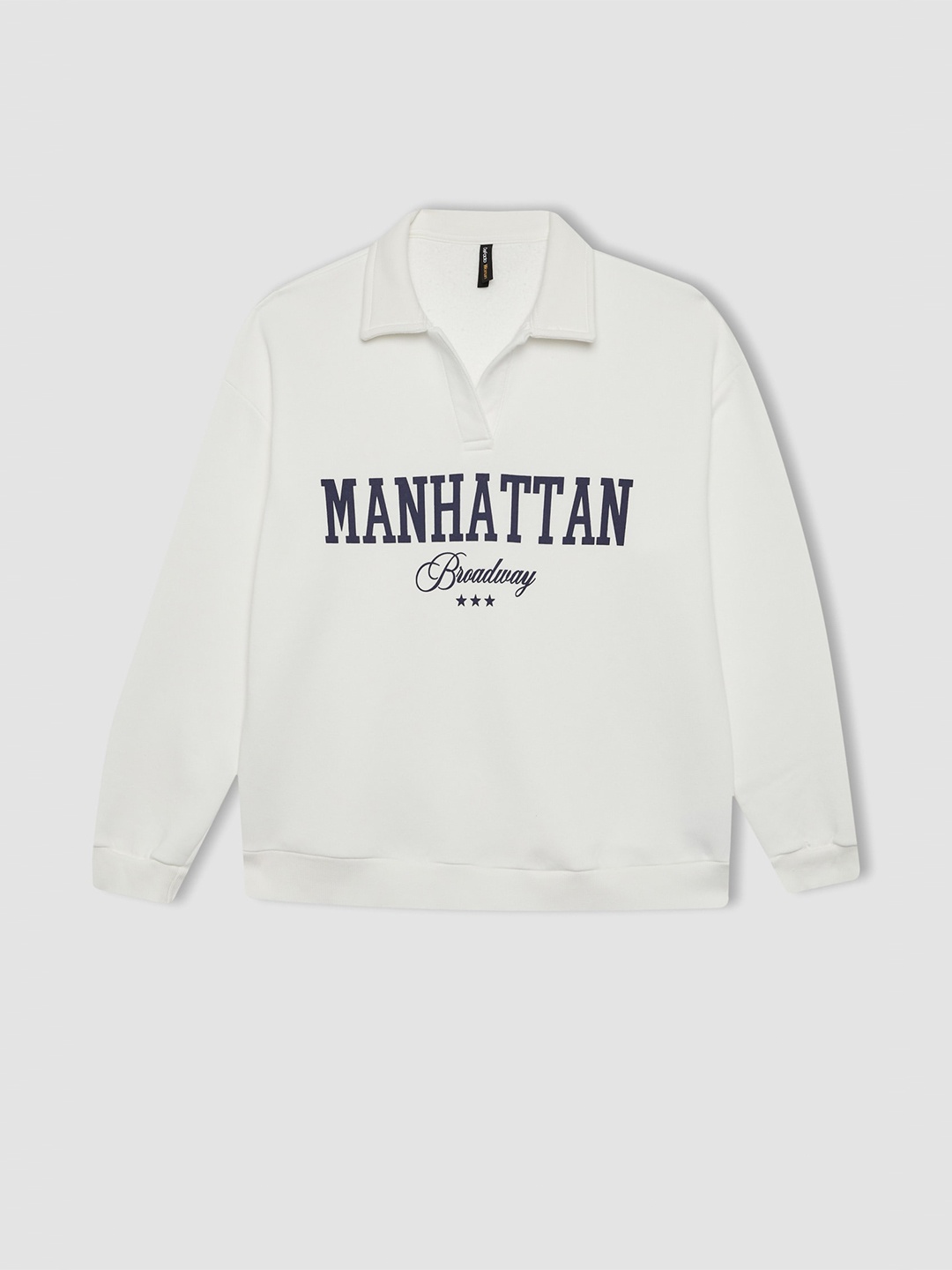 

DeFacto Typography Printed Cotton Sweatshirt, White