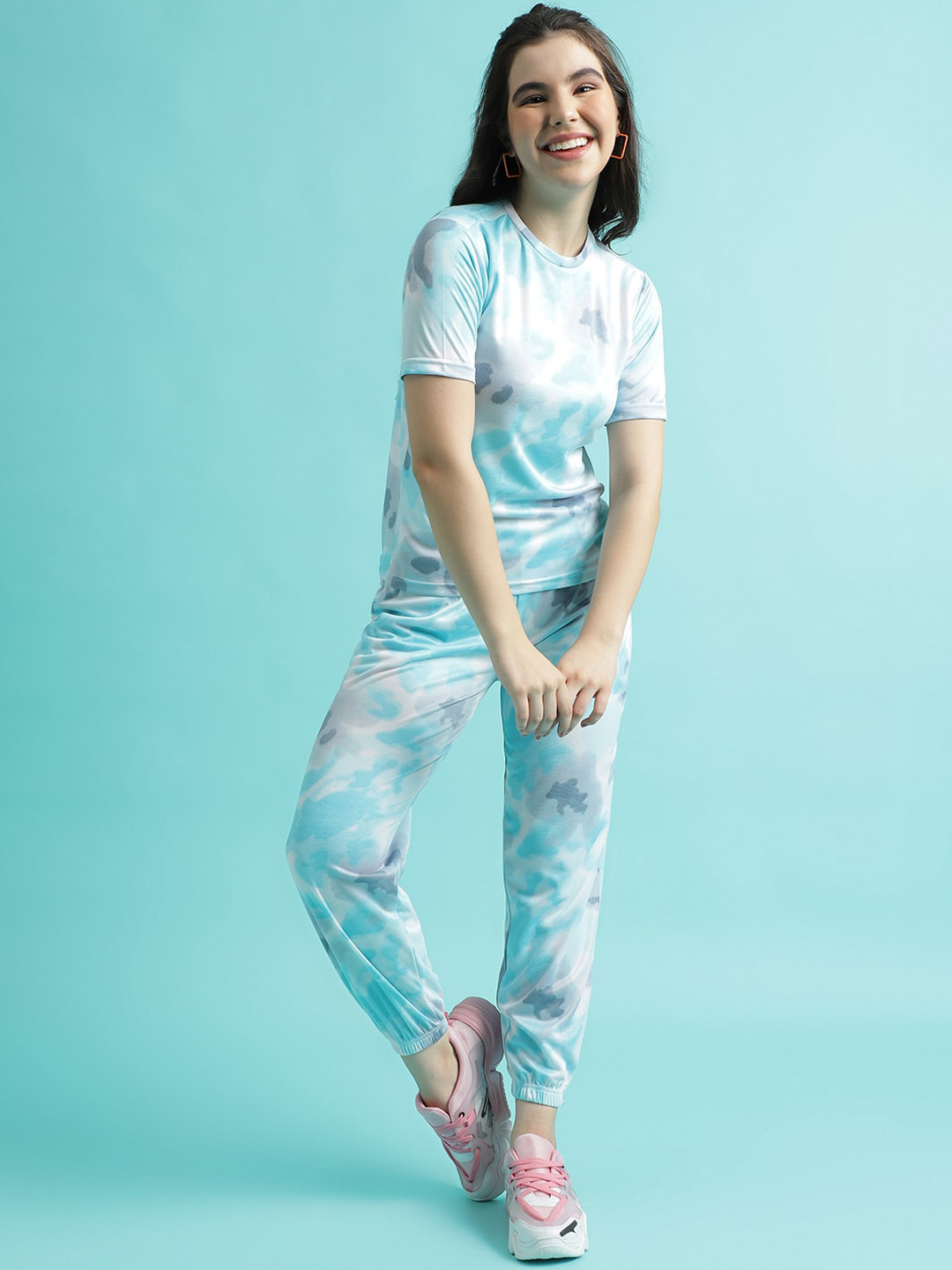 

J Turritopsis Tie & Dye Printed T-Shirt & Joggers, Blue