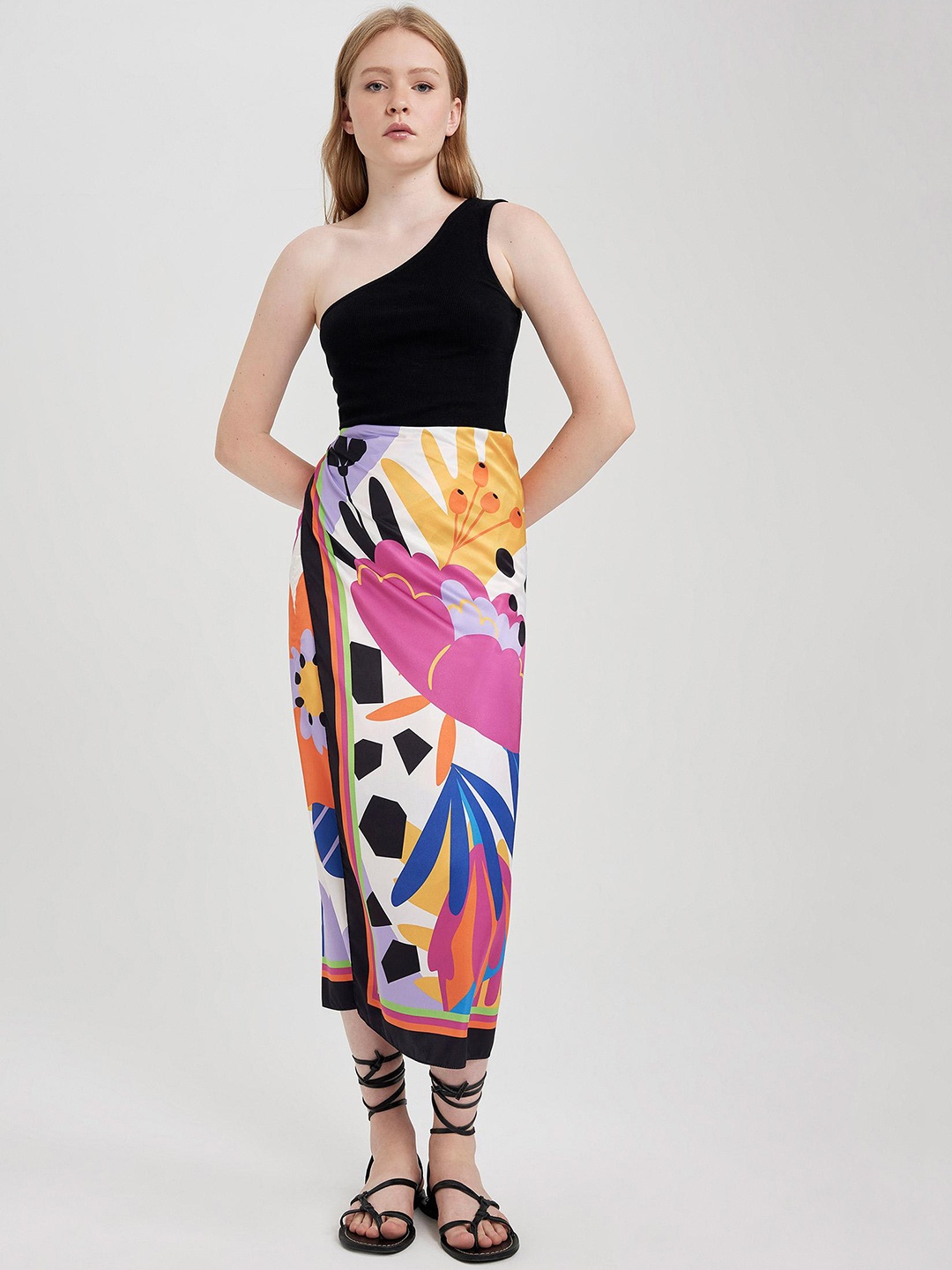 

DeFacto Floral Printed Cover-up Scarf Sarong, Pink