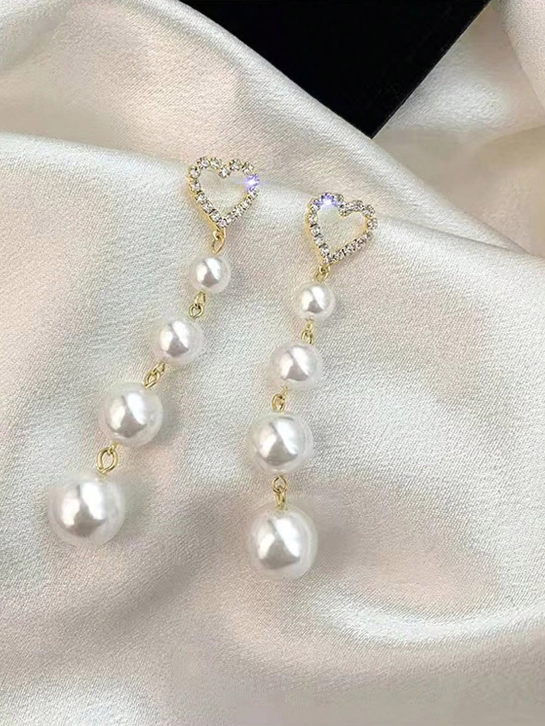 Krelin Gold-Plated Pearls Beaded Drop Earrings, White