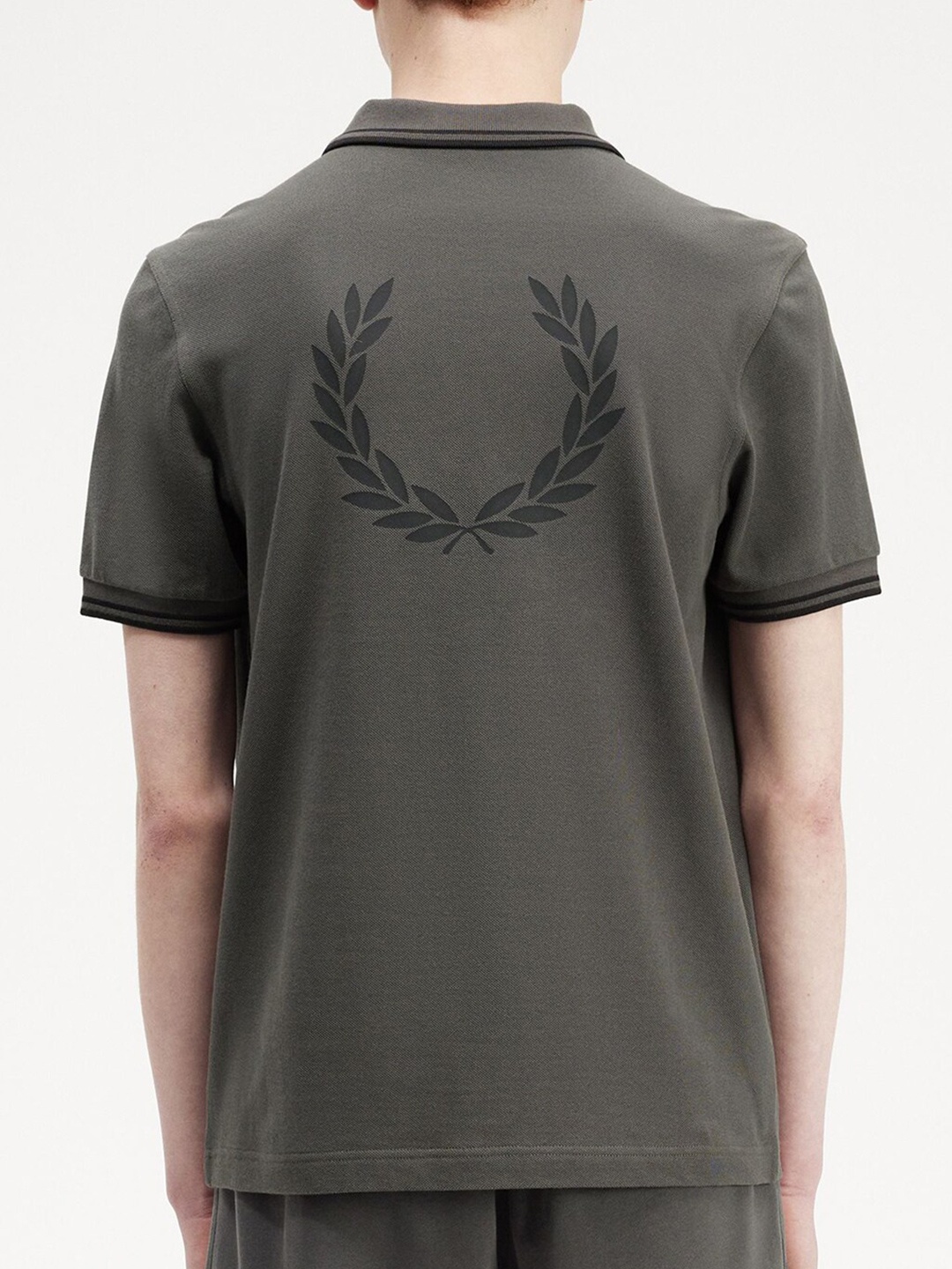 

Fred Perry Brand Logo Printed Polo Collar Cotton T-shirt, Green