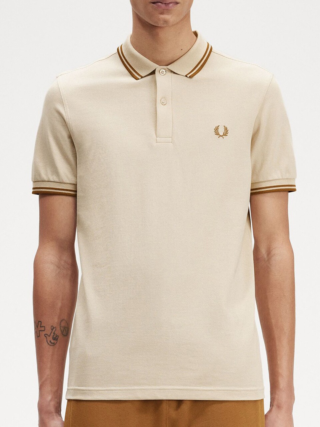

Fred Perry Polo Collar Cotton T-shirt, Beige