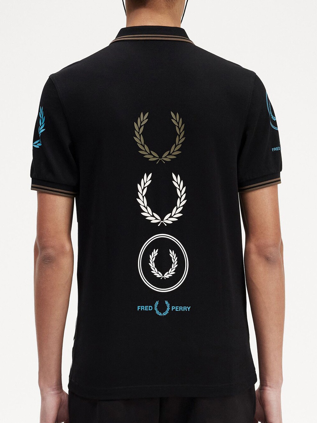 

Fred Perry Brand Logo Printed Polo Collar Cotton T-shirt, Black