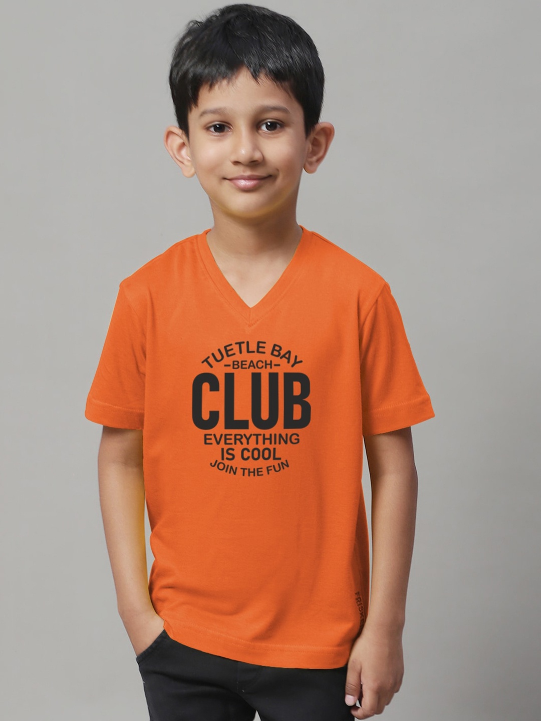 

Friskers Boys Typography Printed Slim Fit Pure Cotton T-Shirt, Orange